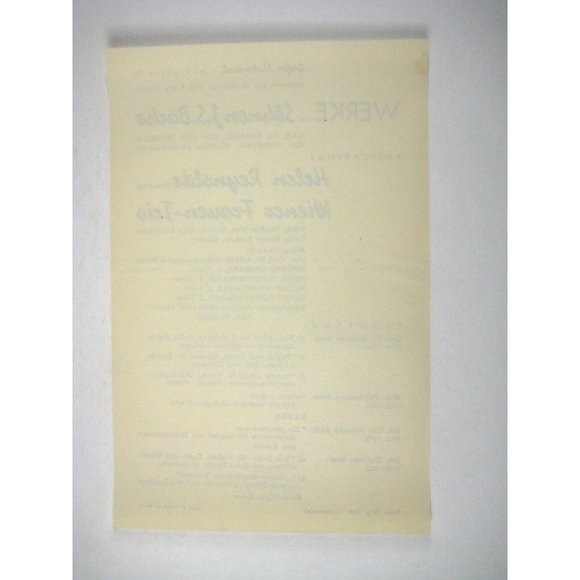 Grober Ehrbarsaal Sheet Ad 1938 Vienna Austria German Werke Bach Concert - Picture 3 of 3